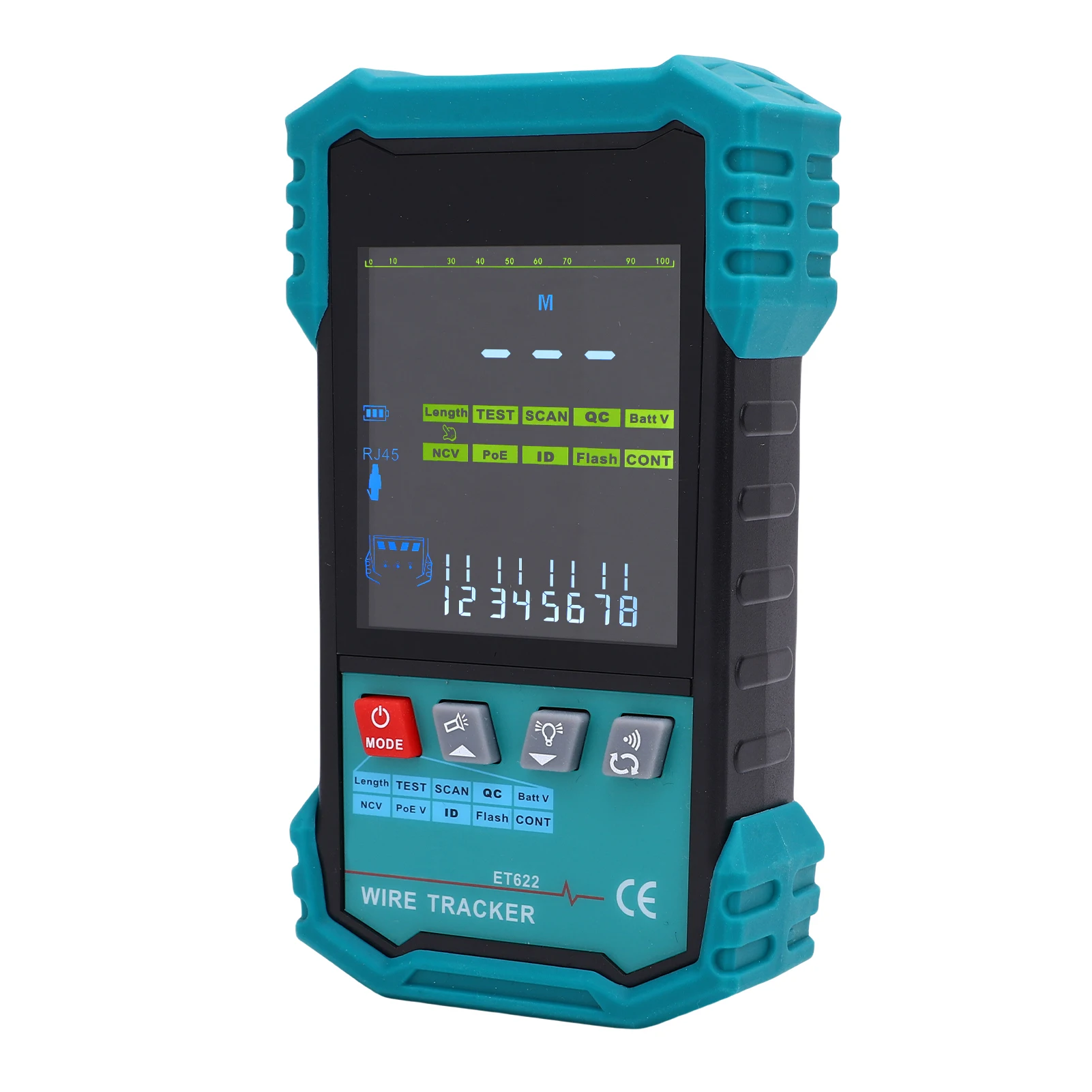 Cable Tester with POE Voltage Detection, Wire Tracker, RJ45 Length Measurement (