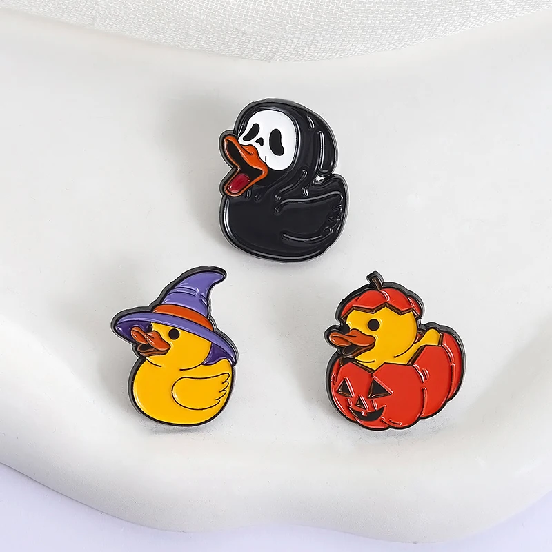 Humorvolle lustige Halloween-Enten-Emaille-Anstecknadeln, erschreckender Geist und Kürbis-Ente-Broschen, Rucksack-Abzeichen, Schmuck, Geschenke für Halloween – Detail 10