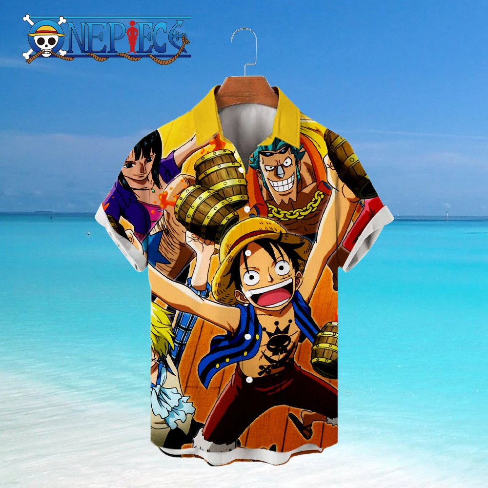 

Hawaii Social Shirt Monkey D Luffy Streetwear Tops One Piece Short Sleeve Blouse Men's Shirts HD Print Mens Clothes Zoro Blouses