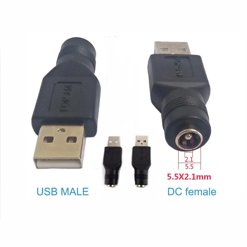 

USB Male To 5.5mm X 2.1mm DC Female Power Converter Adapter Connector Charger Adapter Computer Accessories