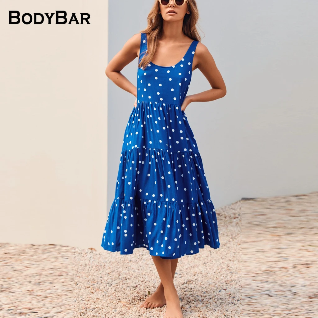 

Vintage Blue Bohemian Dress Ladies Casual A-line Dresses 2021 Summer Sexy Sundress Sleeveless Square Neck Long Robes For Womans