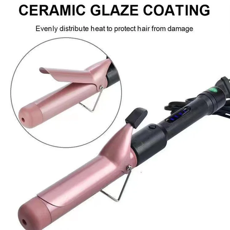 25mm 1 Inch Hair Curling Iron Tourmaline Coating Barrel Curler LCD Display 9 Heat Setting