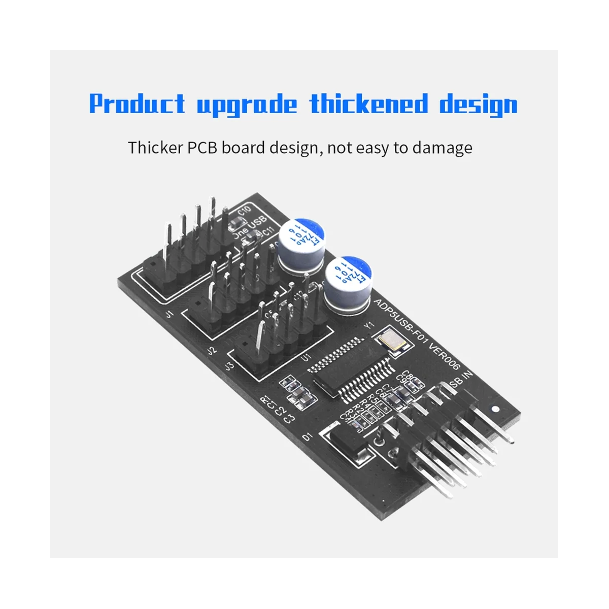 AT87-9Pin USB Hub Connector USB Splitter 1 to 3 USB2.0 9Pin Header Board Cable for Water Cooling for RGB LED Fan Speed Test