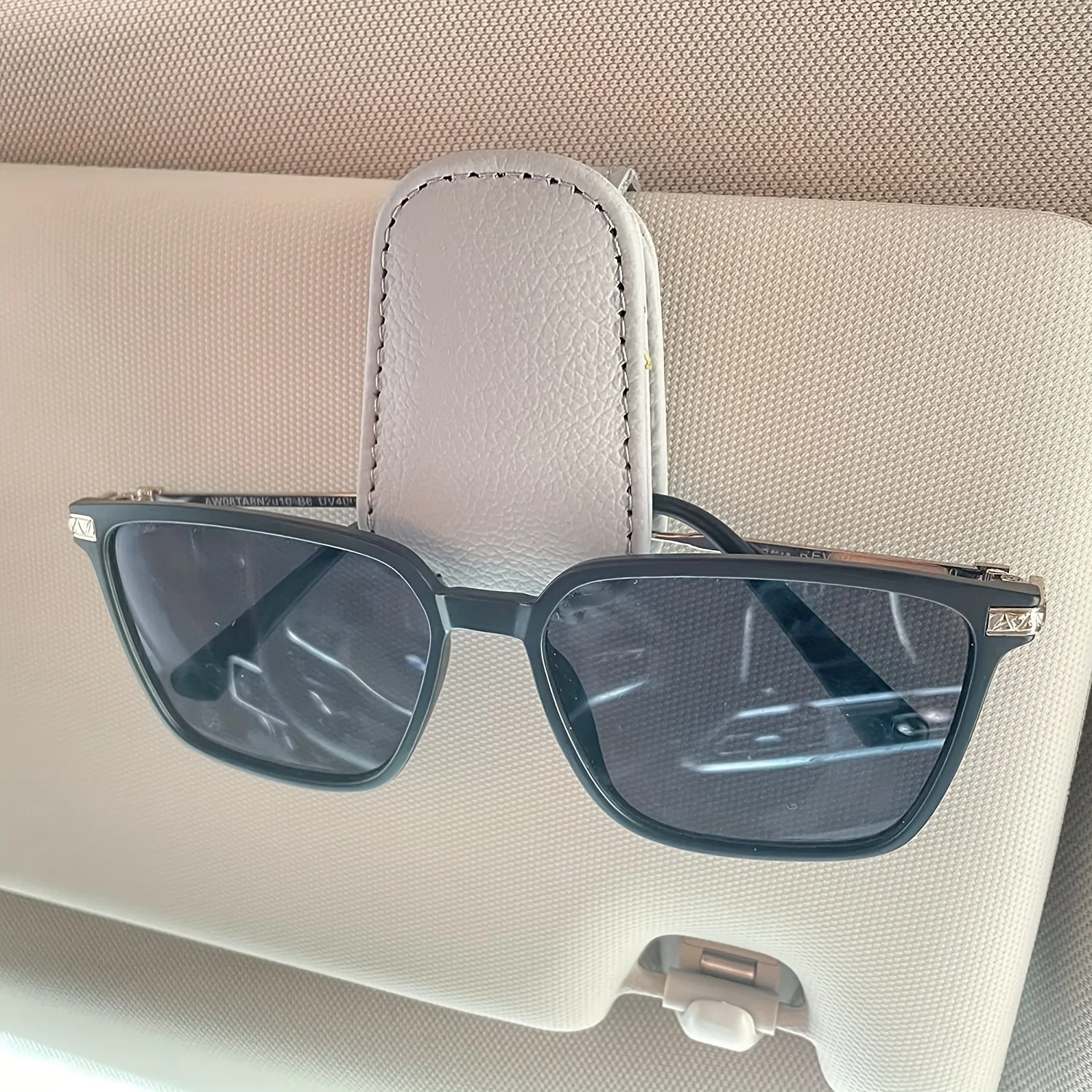 Magnetic Genuine Leather Car Visor Sunglasses Holder