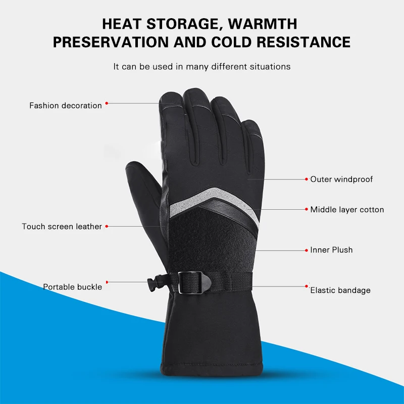 Winter Outdoor Riding Gloves Full Finger Warming Gloves Unisex Touchscreen Sports Gloves for Skating Skiing Running 3