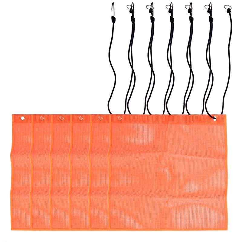 

6Pcs 18X18 Inch Mesh Safety Flags Orange Warning Flag Bungee Safety Flag Good Visibility Weatherproof Flag With Grommets