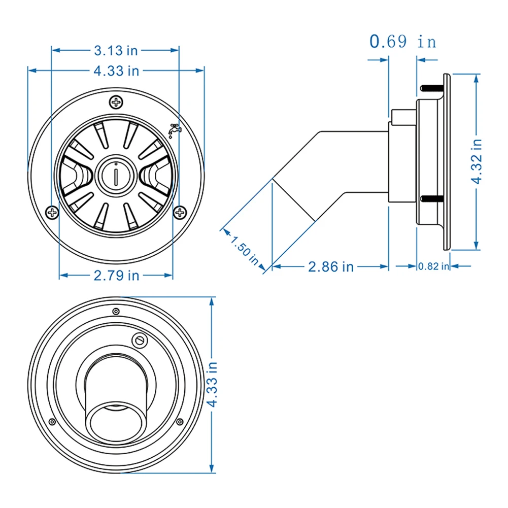 Lockable Gravity Water Inlet Fill Hatch for RV
