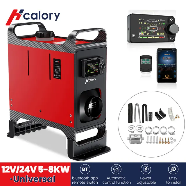 Chauffage de stationnement HCalory HC-A0 12/24V 5-8KW Chauffage à air  Diesel avec switch LCD - Gris