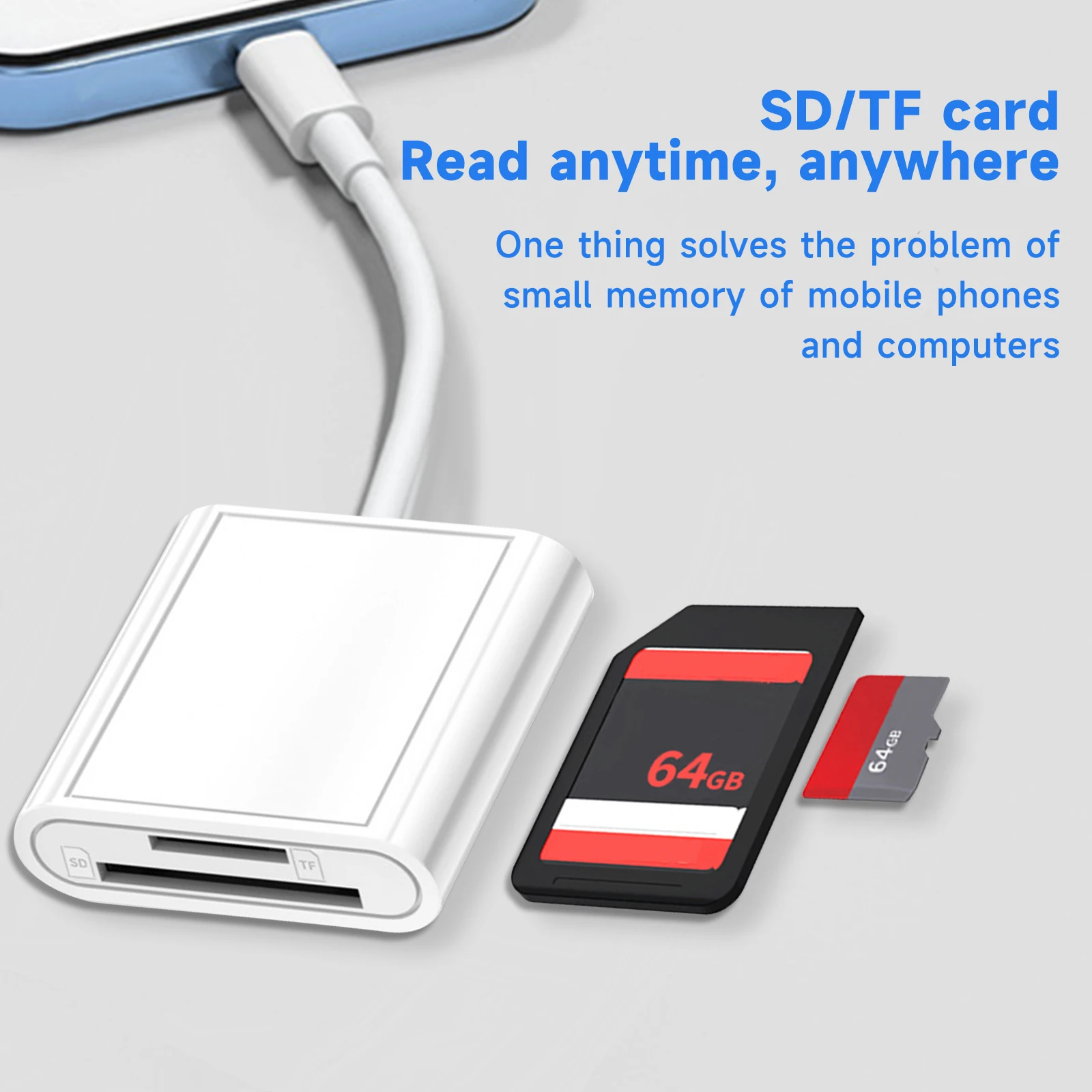 2 in 1 OTG 타입 C 카드 리더 USB 플래시 드라이브 (태블릿용 SD/TF 메모리 카드 어댑터, 스마트폰 및 태블릿 호환)
