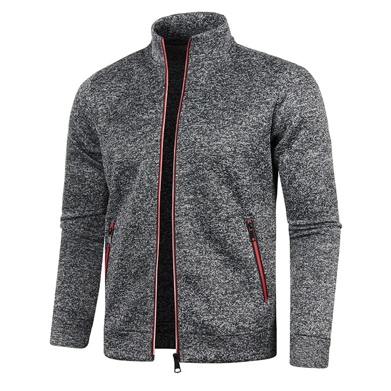 2023 Autumn Winter New Solid Color Round Neck Long Sleeve Zipper Cardigan Man Casual Loose Jacket Men Fashion All-match Coat