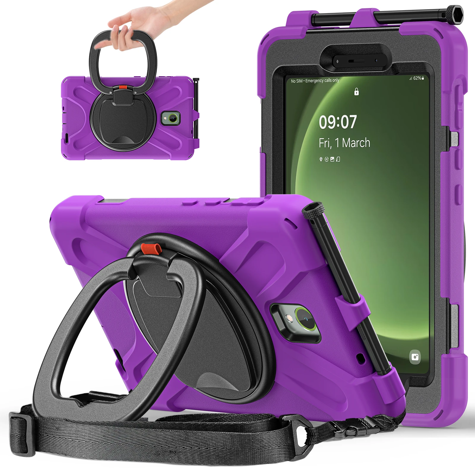 Heavy Duty Rugged Tablet Case with Shoulder Straps - Impact Resistant Cover and Holder