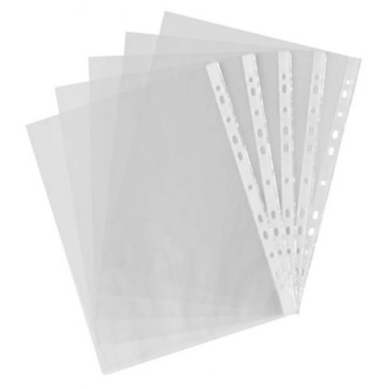

500Pcs A4 PP Punched Punch Pockets Folders Filing Wallets Sleeves Bag Transparent 0.03Mm