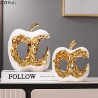 Gold-plated Apple Hollow Out Crafts Ceramic Sculpture Desk Decoration Ornaments Creative Apple Statue Room Aesthetic Decor 3