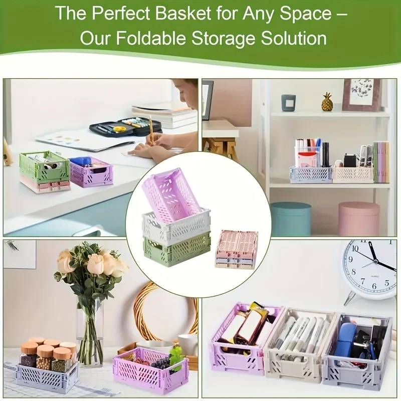 1PC Back To School Storage Basket, Foldable Storage Basket, Suitable for Home and Office Use, Stackable Desktop Storage Basket