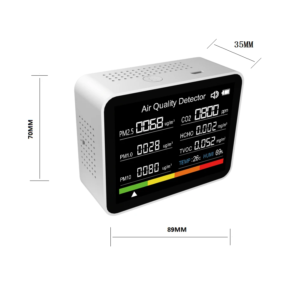   , µ   ˶ , Ȩ ǽ, CO2, 跮, CO2, TVOC, HCHO, PM2.5, PM1.0, PM10, 8 in 1