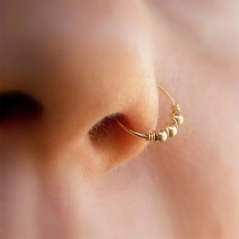 Nose Rings Retro Round Beads 3Pcs/Set 6mm/8mm/10mm Nostril Hoop Body Piercing Jewelry nose rings piercing jewelry body piercing earrings ear piercing jewelry hoop earrings body piercing jewelry body jewelry
