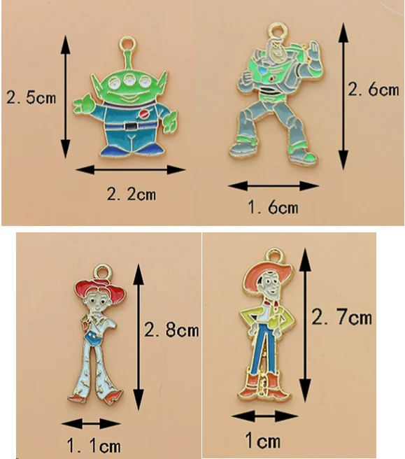 Set of 10 Gold Enamel Cartoon Charms for DIY Jewelry and Crafts