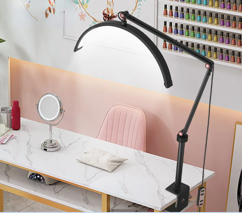 

16-дюймовая полумесячная лампа для салона красоты, тату, вышивки ногтей, татуировки, бровей, ресниц, светодиодная U-образная настольная лампа для защиты глаз