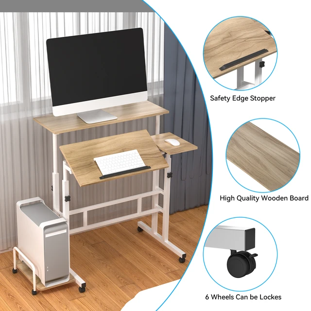 Escritorio Simple para ordenador portátil, mesa pequeña de aprendizaje, mesa  móvil ajustable, cama perezosa