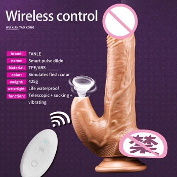 Women Realistic Dildo Heating Telescopic Vaginal Vibration Sucking Clitoris Stimulate Remote Control Masturbator Massage Sex Toy 4