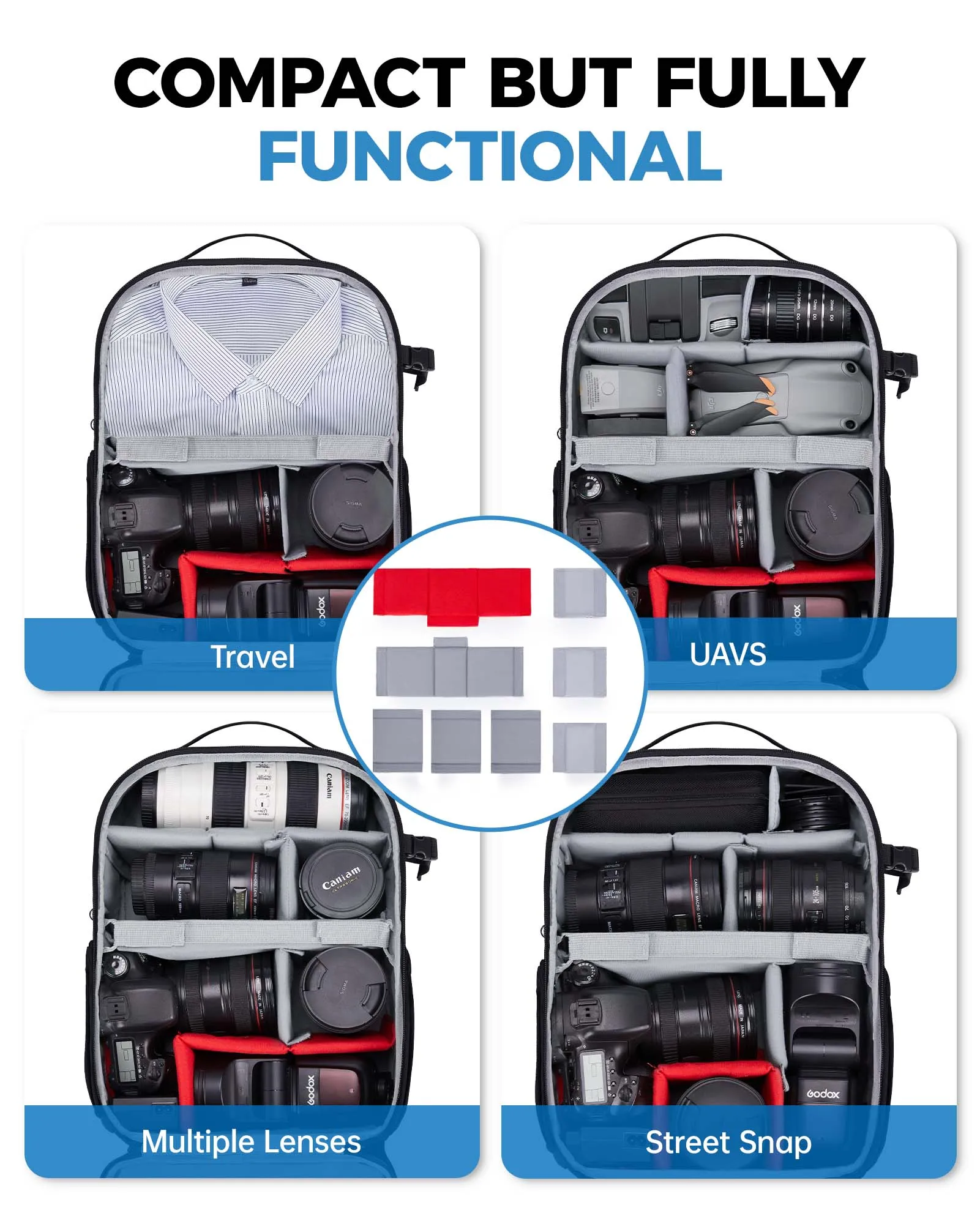 사진 작가를 위한 BAGSMART 확장형 카메라 배낭 15.6인치 노트북 수납공간이 있는 방수 여행용 DSLR 카메라 가방