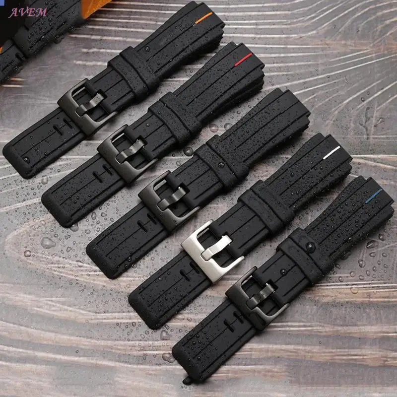 

24*16mm Silicone Rubber Watchband for Timex TMS Watch Strap T2N720 T2N721 TW2T76300 Waterproof Band Convex Interface Bracelet