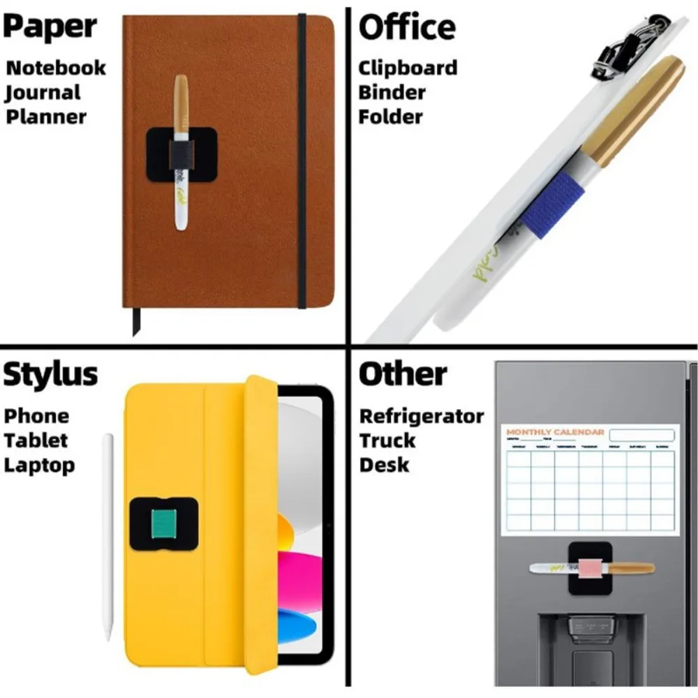 Colorful Self-adhesive Leather Pen Clip Pencil Elastic Loop Cover Ring For Notebook Clipboards Portable Pen Holder School Supply Pen Holder Pen Clip