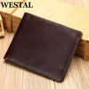 WESTAL Slim Men's Leather Wallets with Cash Compartments Short Wallet for Card Holders Purses Men Clucth  Wallet  9061 1