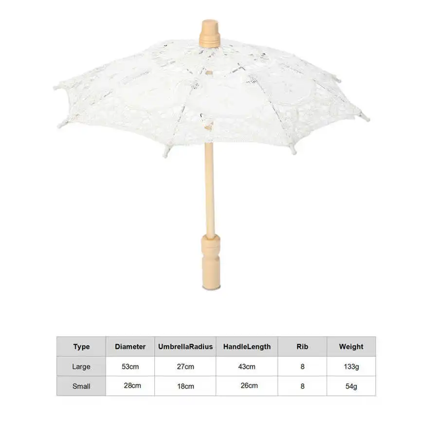 Handmade Lace Umbrella Silk Cloth Lace Flower Embroidery Parasol Wedding Bride Photography