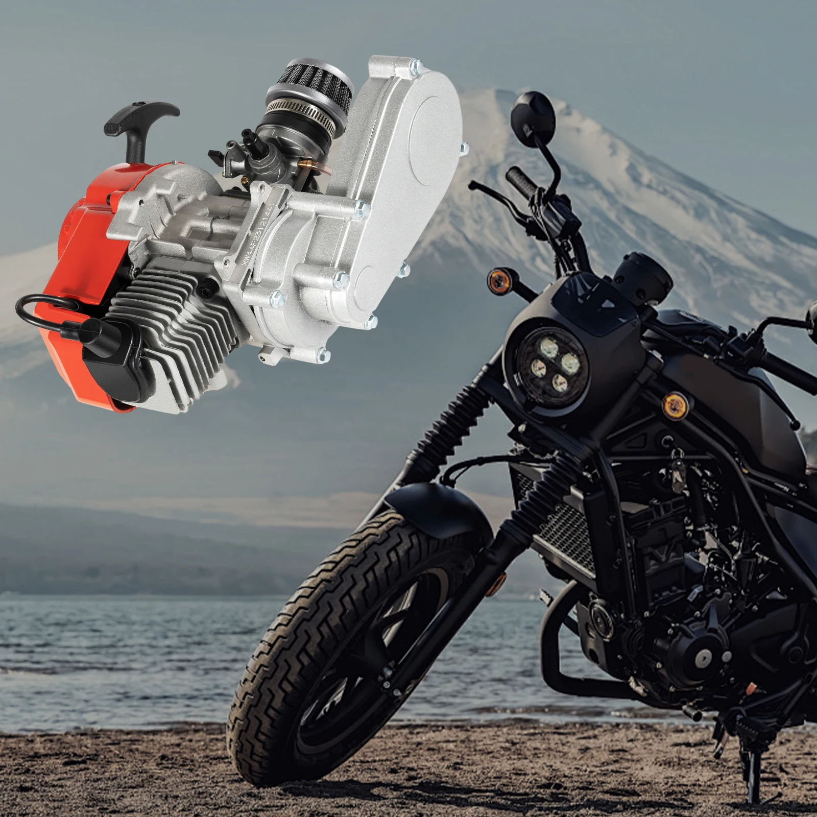 49CC 2 Stroke Engine Motor Air-cooling Pocket Bike Gasoline Engine Motor Single Cylinder for Mini Dirt Bike ATV Scooter