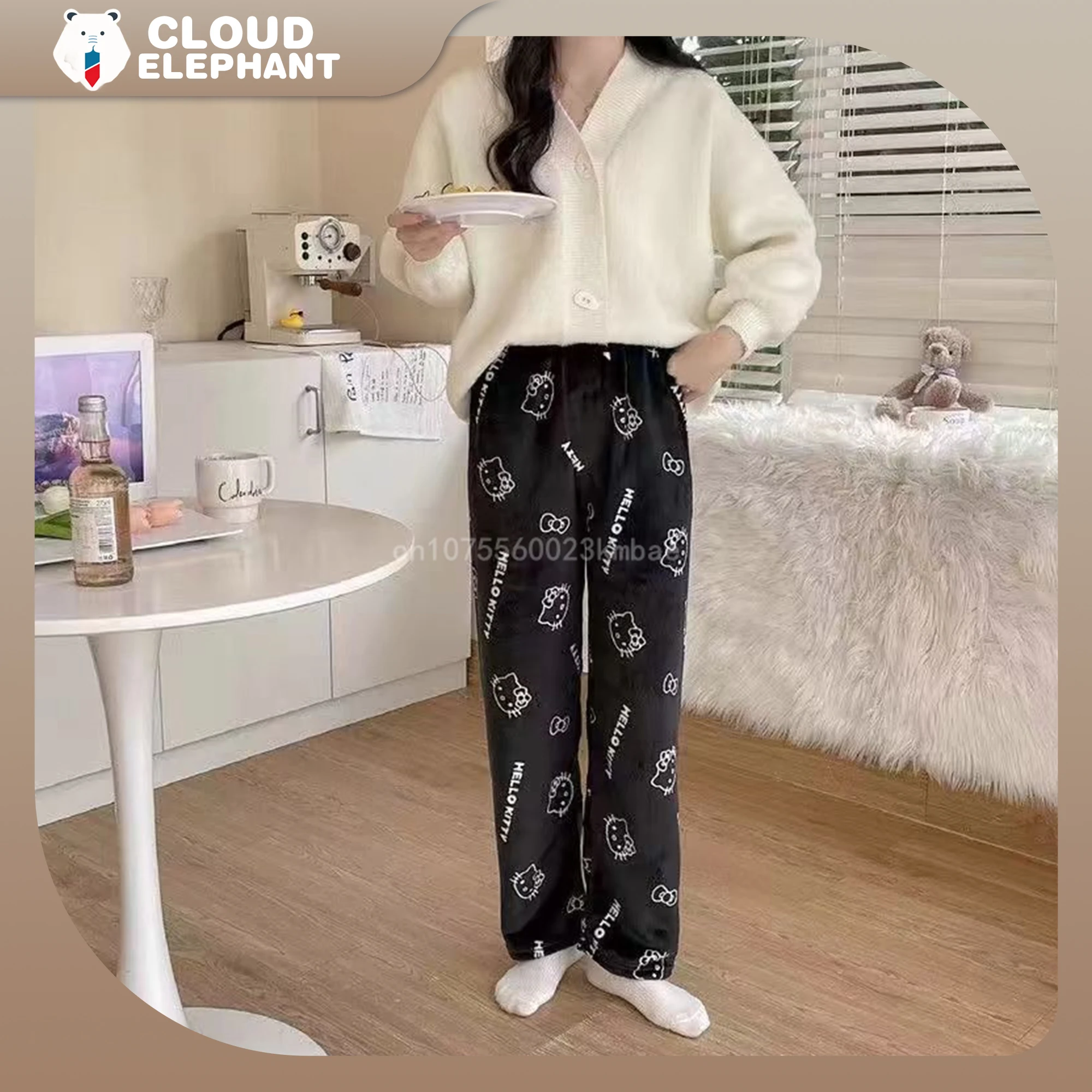 Pantaloni Pigiama Donna Con Stampa Gatto Kawaii - Morbido Pile Invernale, Comodo E Carino - Foto 13