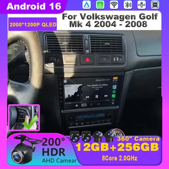 Radio para Auto Android 16 para Volkswagen Golf Mk 4 2004-2008, Reproductor Multimedia Carplay, Navegación GPS, Bluetooth, 4G, Wifi, Video, Estéreo 1