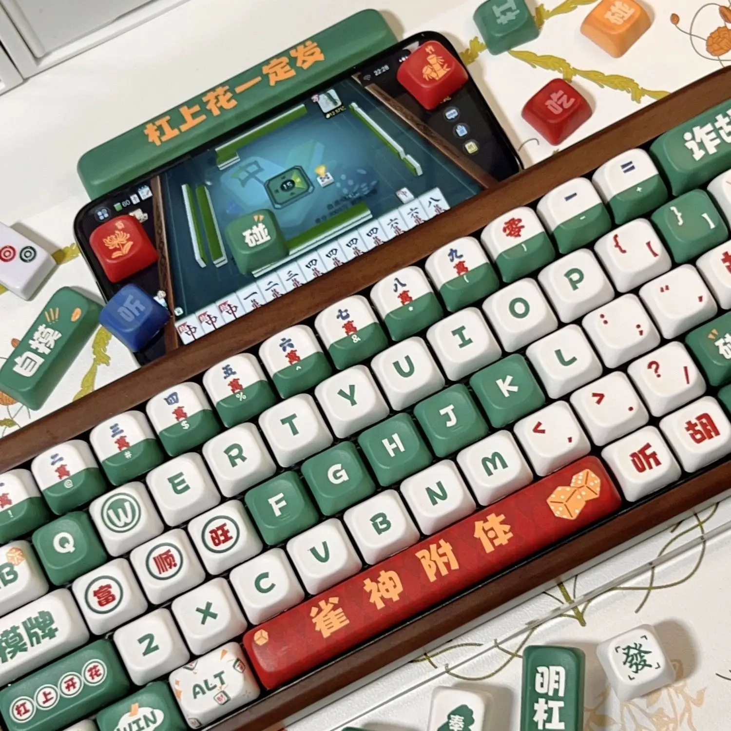 Keycaps Mahjong para Teclado Mecânico Perfil Koa e Cherry Pbt Square Key Cap Sublimação de Tintura para mx Teclados Acessórios - Imagem 3