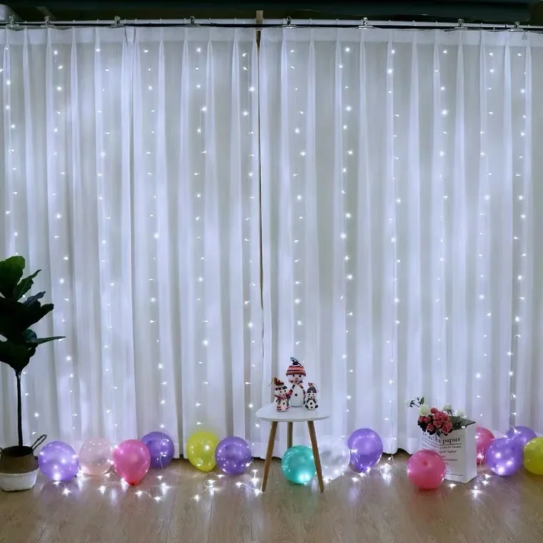 thumbnail image 1 of Guirnalda de luces LED para decoración navideña, control remoto, USB, para bodas, cortina, lámpara de 3 m, para dormitorio, bombilla para exteriores, hadas, 1 of 5