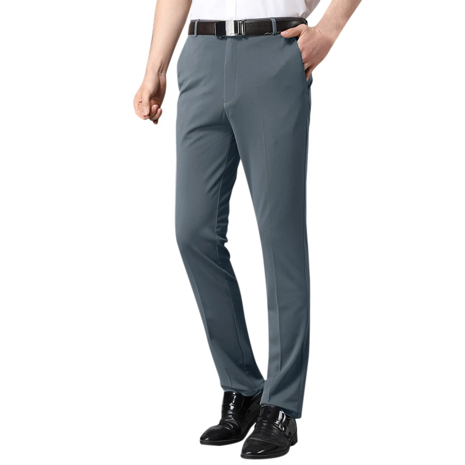 Men's spring and summer thin suit pants middle-aged casual pants high-waisted straight leg loose business casual men's pants