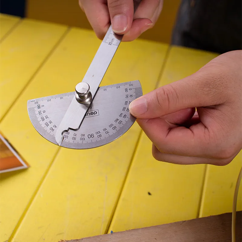 150mm Protractor Metal Angle Ruler Woodworking Measuring Ruler 180 Degree Stainless Steel Angle Gauge Rotary Measuring Tool 1Pcs