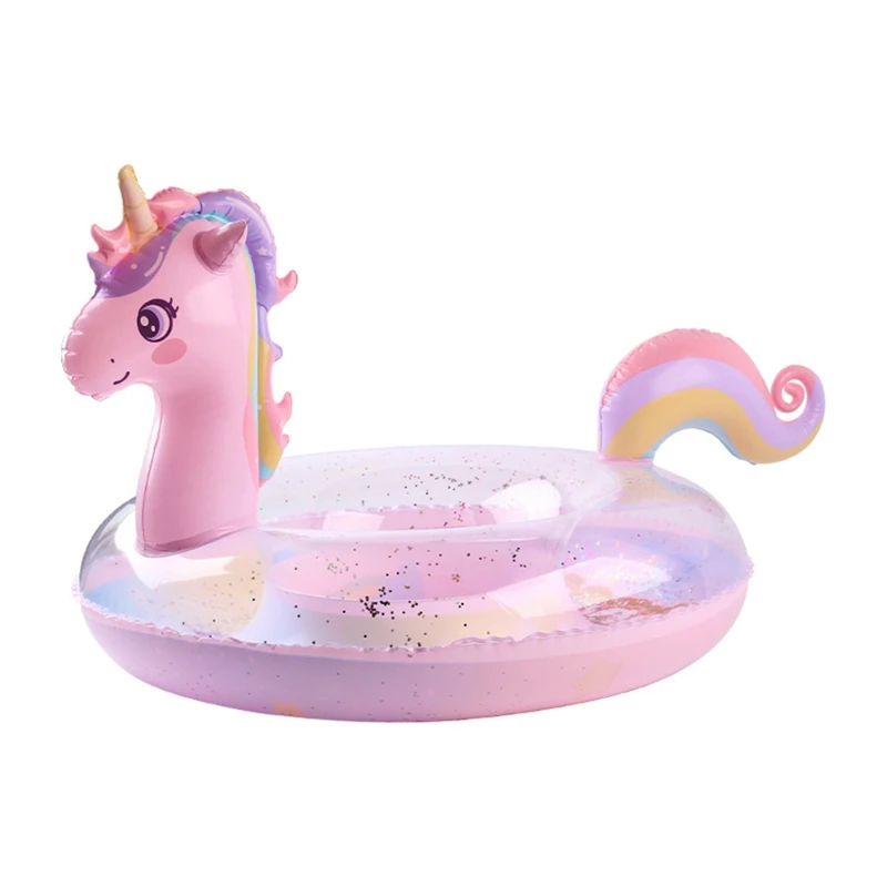 Clear Sequined Inflatable Swimming Ring Water Mattress Glitter Unicorn Summer Pool Toys for Kids pool inflatable pool float