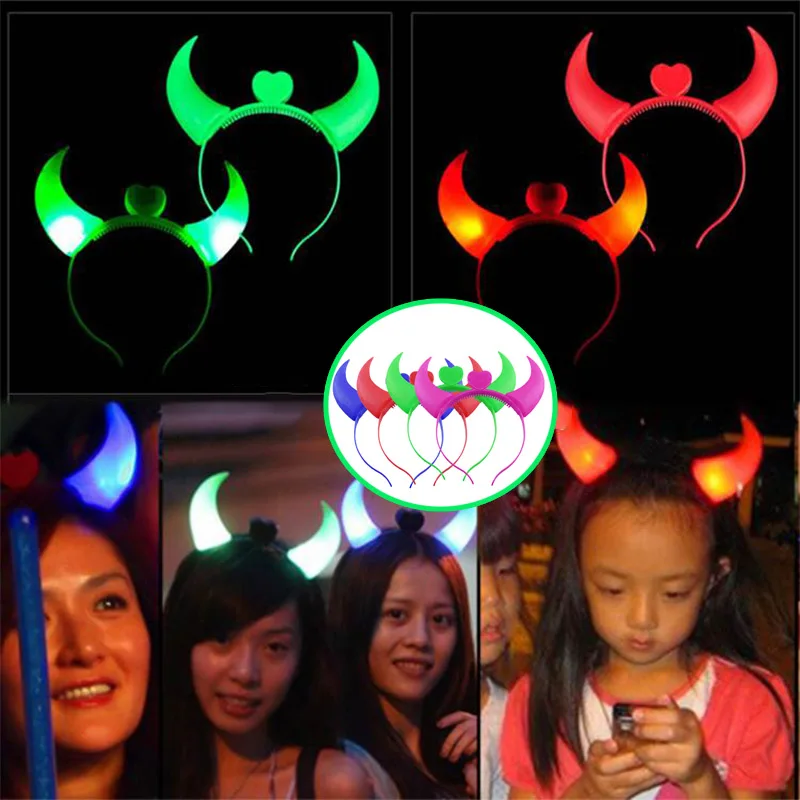 

Led Headband Devil Horn Light Up Flashing Decor Celebrity Stuff Christmas Wedding Party Halloween очки Festival Bocina Led שטן
