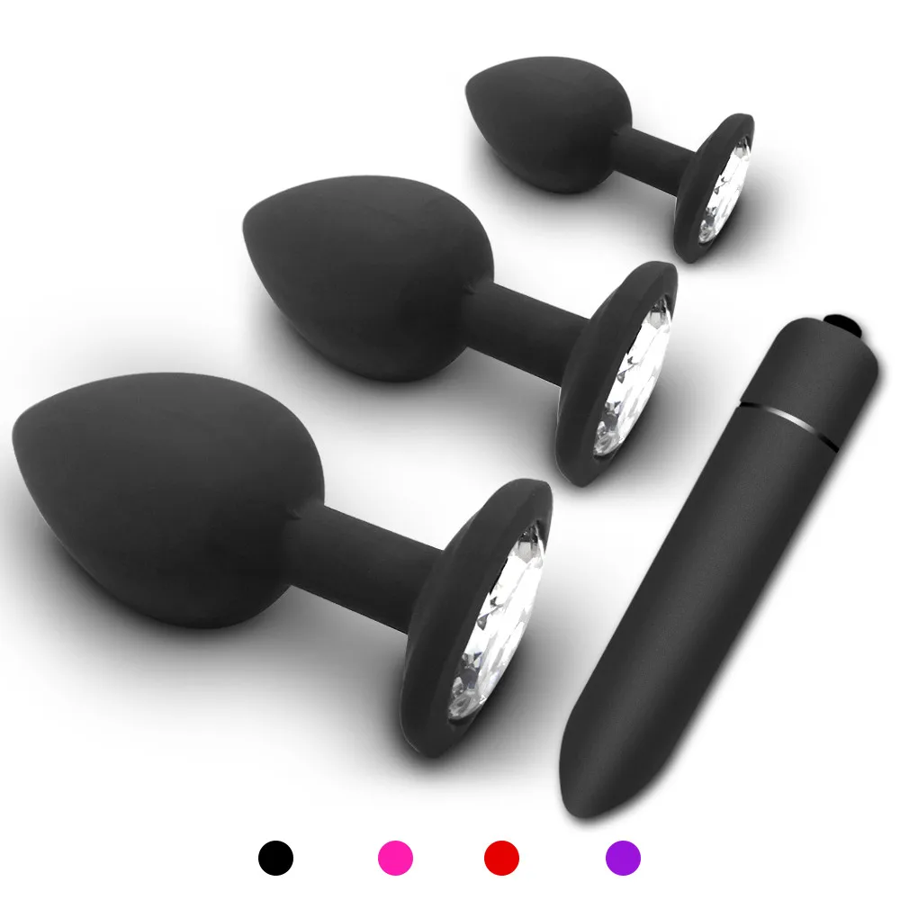 1-4Pcs Soft Silicone Anal Plug Mini Erotic Bullet Vibrator Butt Plug Sex Toys for Men Women Gay Couples Anal Prostate Stimulator 1