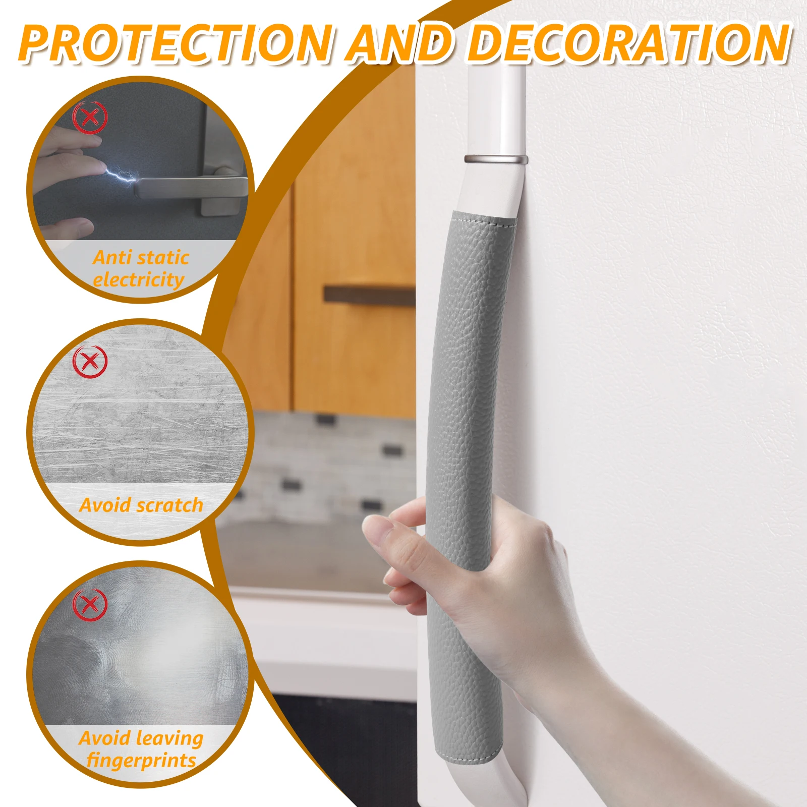 6Pcs Refrigerator Door Handle Covers PU Leather Oven Microwave Door Handle Protector with Adjustable Buckle Gloves door handle covers