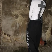 Haut court à manches longues pour femmes, Streetwear Y2K, Vintage, Harajuku, Gothique, Hip Hop, Emo Girl, T-shirt décontracté, Sexy, Slim, Chic, Imprimé, Grunge, Punk 5