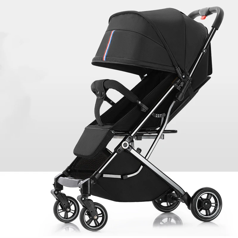 Baby Portable Stroller Can Sit and Lie Down Foldable Baby Stroller Multi-functional Simple High Landscape Design