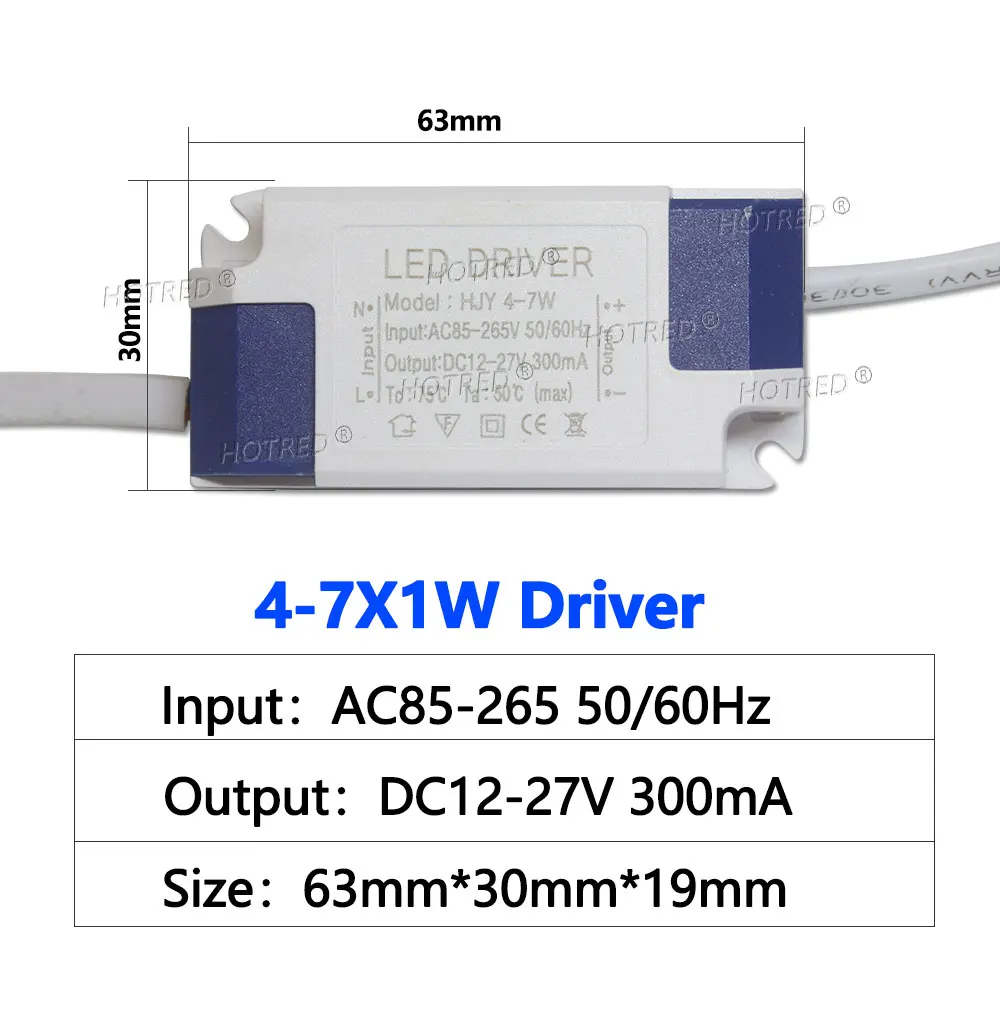 Description Picture 6 of itemLED Driver 300mA 280mA 1W 3W 5W 7W 12W AC 110V 220V To DC9V 12V 15V 21V 24V 48V Lighting Transformer Panel Ceilling Lamp Strip