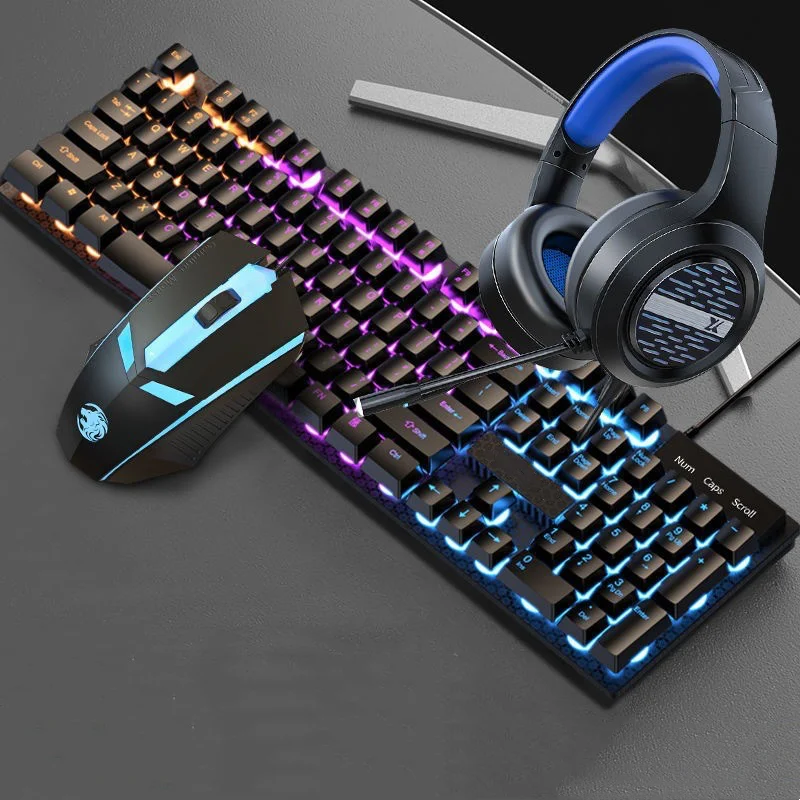 

Abs Keycap Ergonomic Feel Comfortable Cool Backlight Real Mechanical Feel Punk Keyboard And Mouse And Gaming Headset Kit