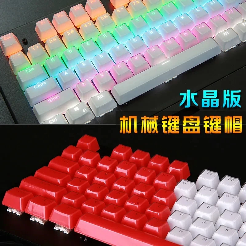 Keycaps Translúcidos para Teclado Mecânico Oem Branco Preto Retroiluminado Borda de Cristal Faça Você Mesmo Layout de 104 Teclas - Imagem 3