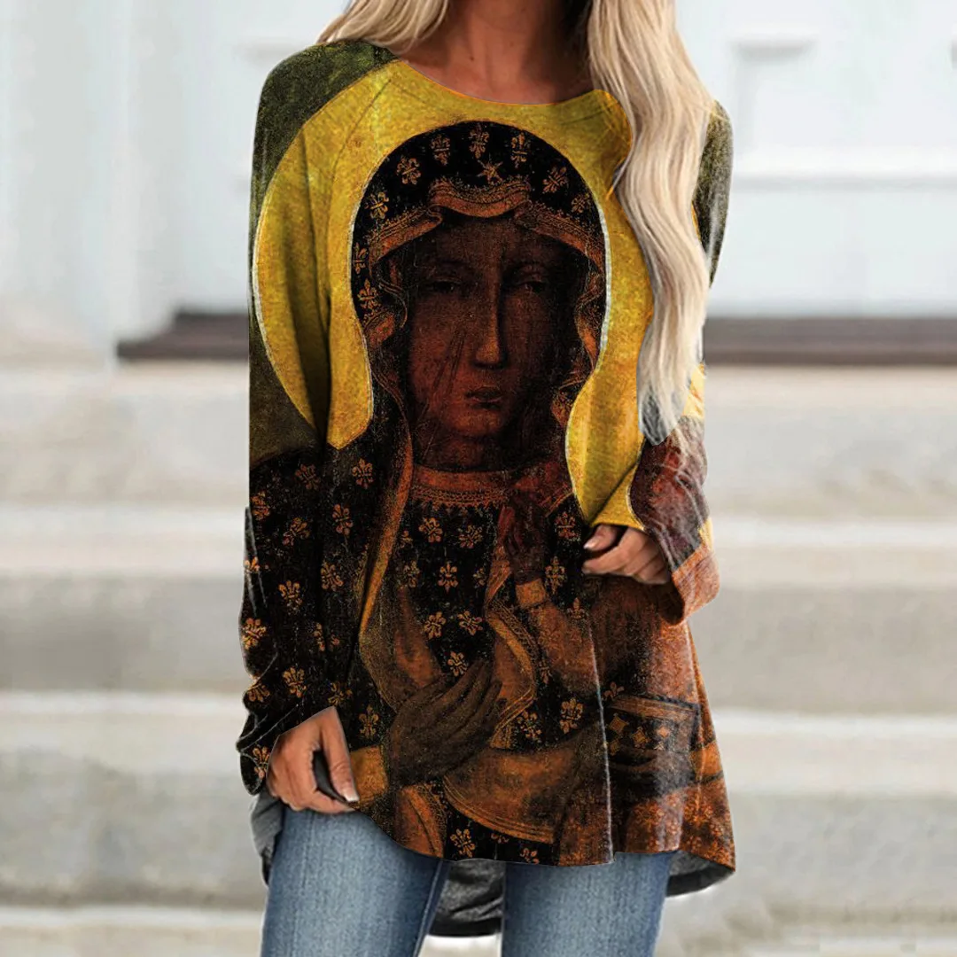 

Юбка с длинным рукавом, Повседневная и удобная, с принтом растений, новая женская мода для весны и осени 2024, WA1