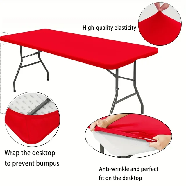 Nappe universelle élastique rectangulaire en Polyester, housse de protection pour fêtes à domicile, Banquets, pique-niques, décorations de mariage 6
