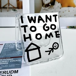 I WANT TO GO HOME' Transparent Patterned Clear Phone Case - Samsung ZFlip 5 (Style 1)