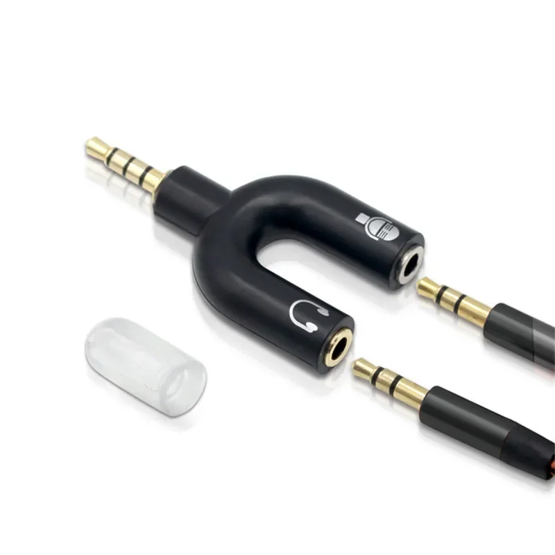 

U Type 3.5mm Audio Splitter 3.5 Male to 2 Aux Female Earphone Microphone Converter Cable for Notebook Laptop