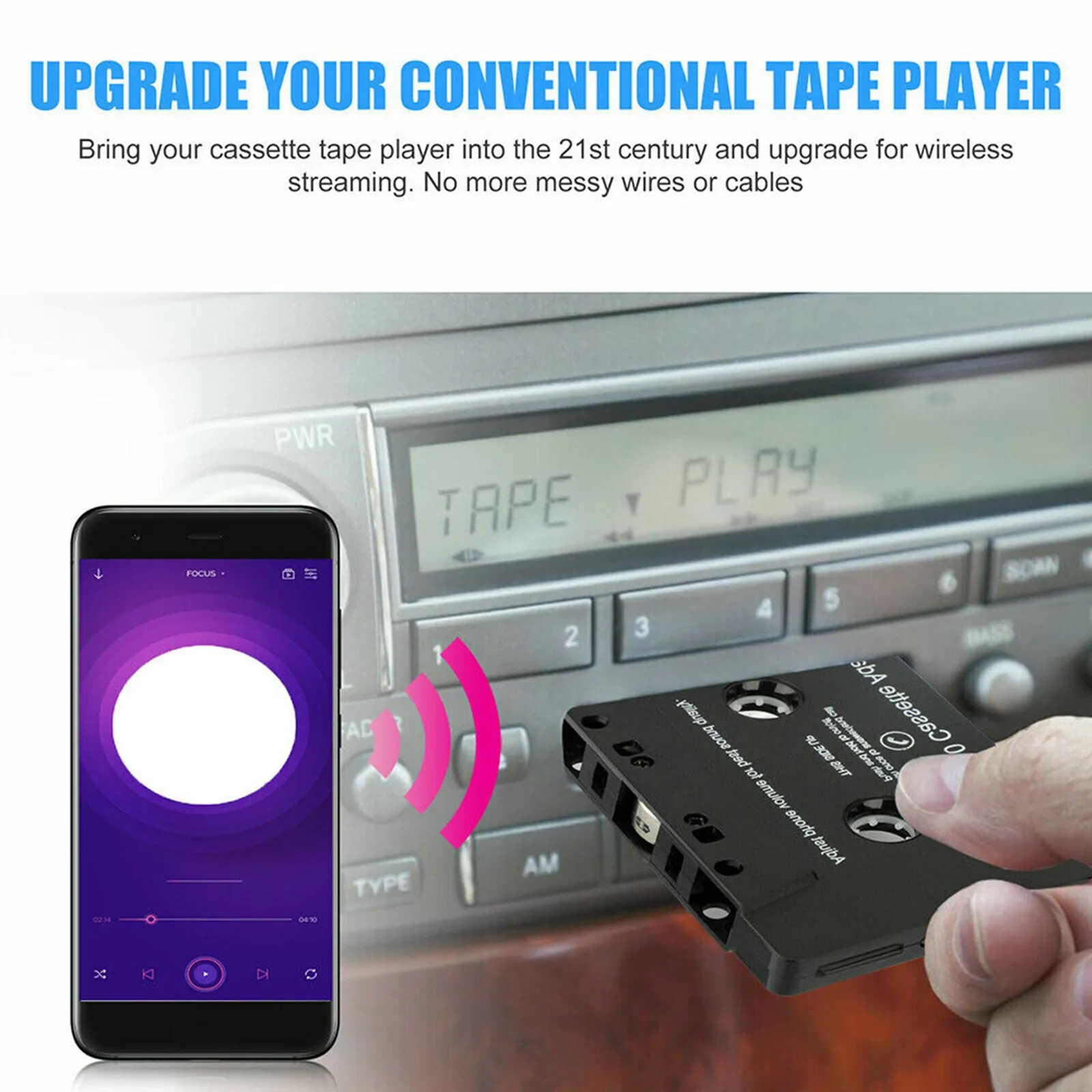 Bluetooth Audio Converter Universal Bluetooth 5.0 Car Tape MP3/SBC/stereo Cassette Player AUX Adapter